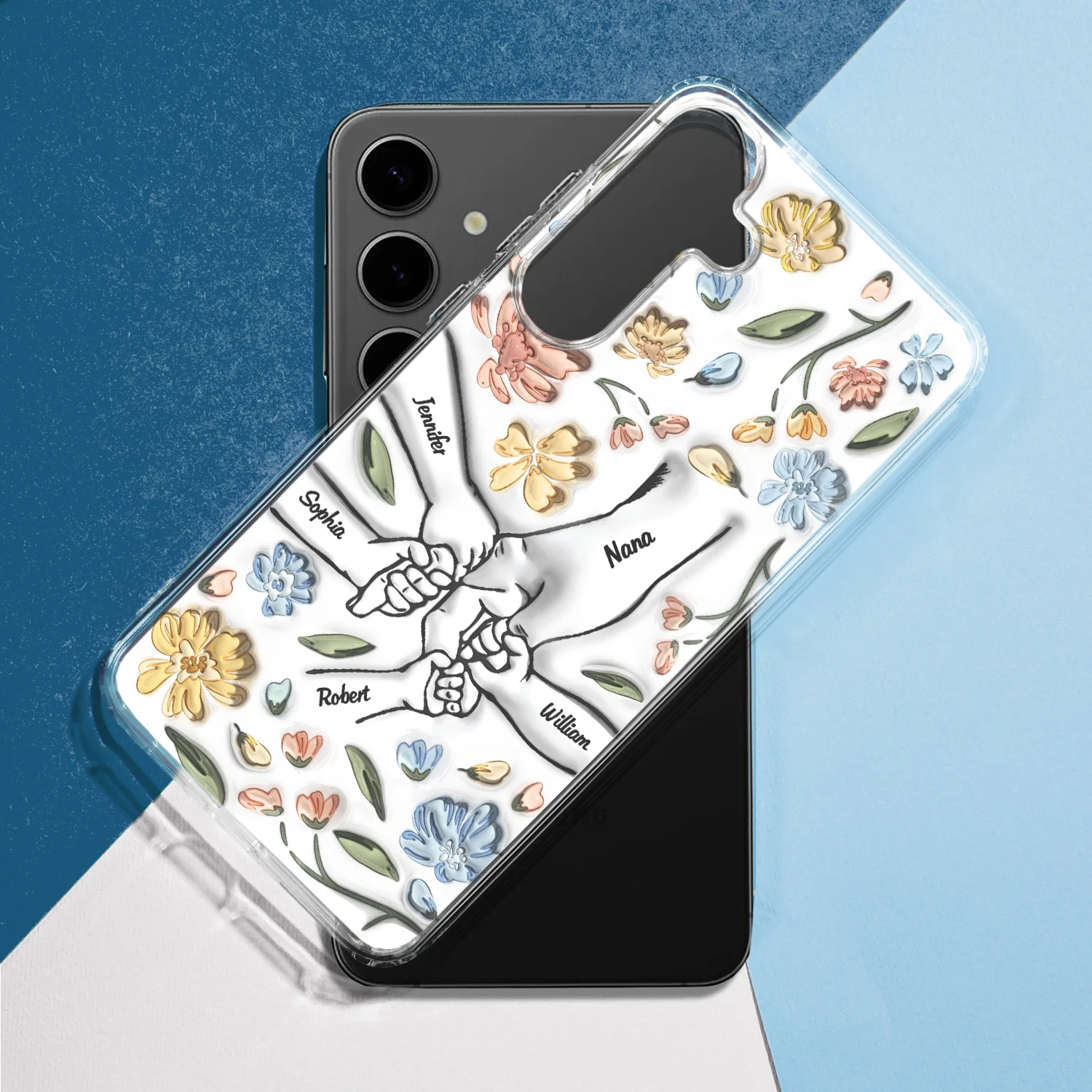 Hand In Hand, I Will Always Protect You - Gift For Mom, Grandma - 3D Inflated Effect Printed Personalized Clear Phone Case