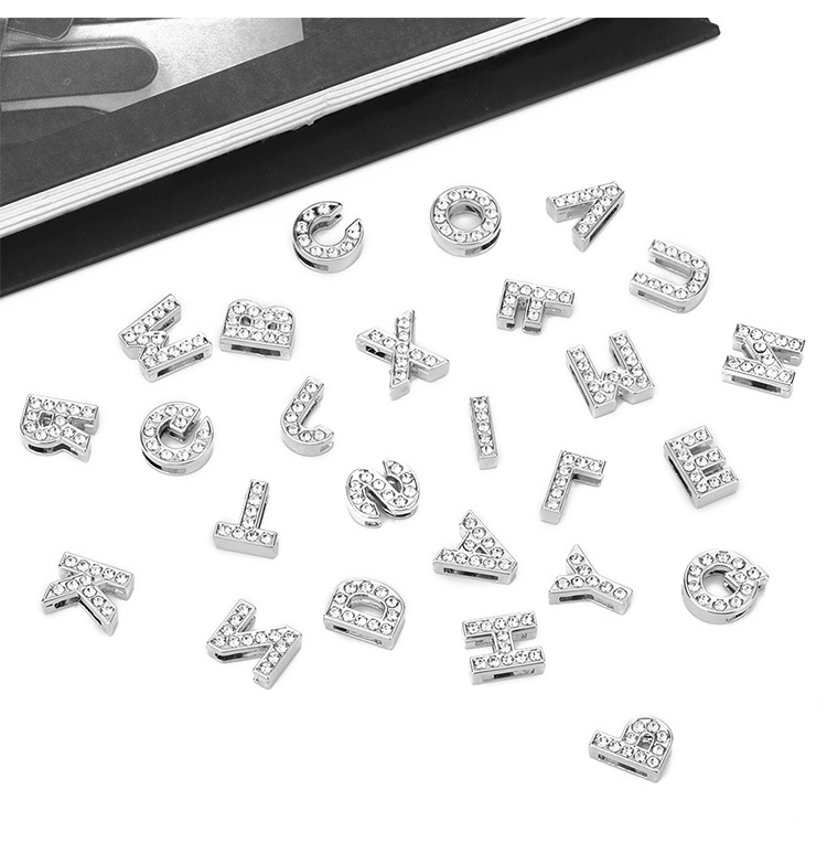 DIY Alphabet Bracelet Niche Design English Full Diamonds Stainless Steel Strap