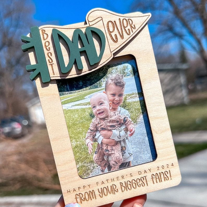 Gifts for Dad Grandpa Personalized Picture Frame, Custom Photo Car Visor Clip