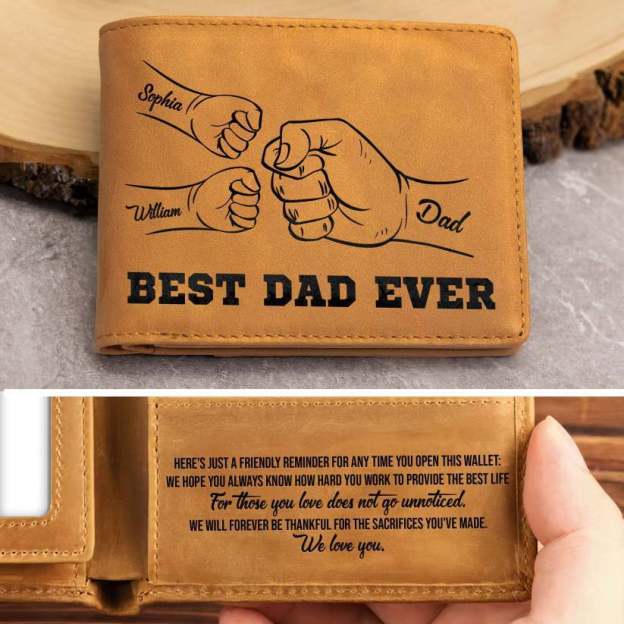 Best Dad Personalized Fist Leather Wallet