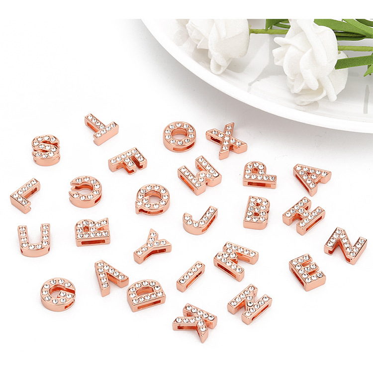 DIY Alphabet Bracelet Niche Design English Full Diamonds Stainless Ste