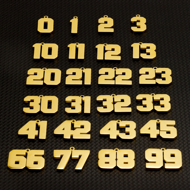 Stainless Steel Necklace Gold Plated Lucky Number Pendant Jewelry