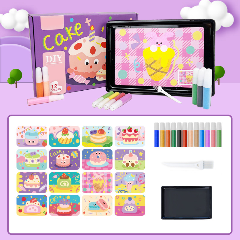 Children's handmade diy color sand painting puzzle coloring toys set