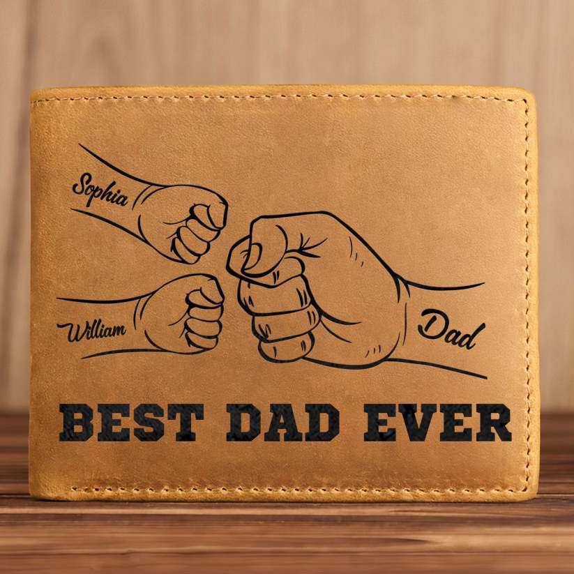 Best Dad Personalized Fist Leather Wallet
