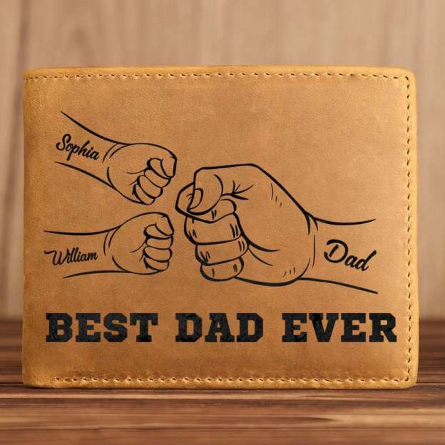 Best Dad Personalized Fist Leather Wallet