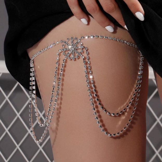 Multi-Layered Tassel Rhinestone Leg Chain