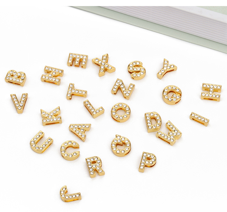 DIY Alphabet Bracelet Niche Design English Full Diamonds Stainless Ste