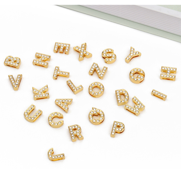 DIY Alphabet Bracelet Niche Design English Full Diamonds Stainless Steel Strap