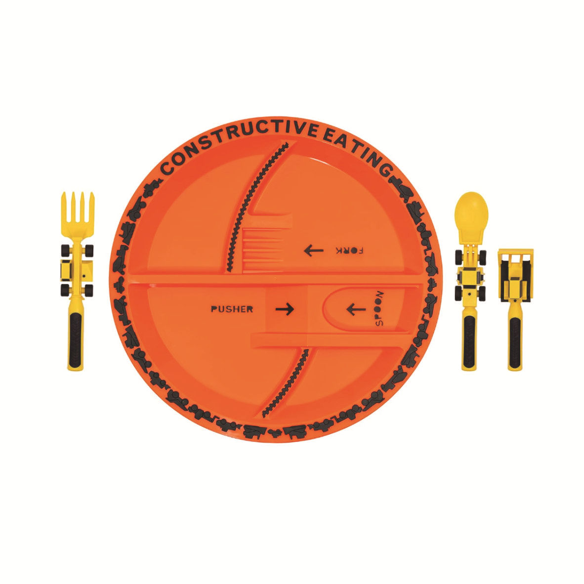 Bulldozer Excavator Scooper Dinner Plate Children's Tableware Set of Two