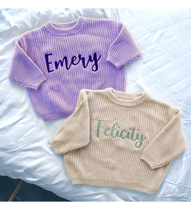Children's cotton embroidered sweater