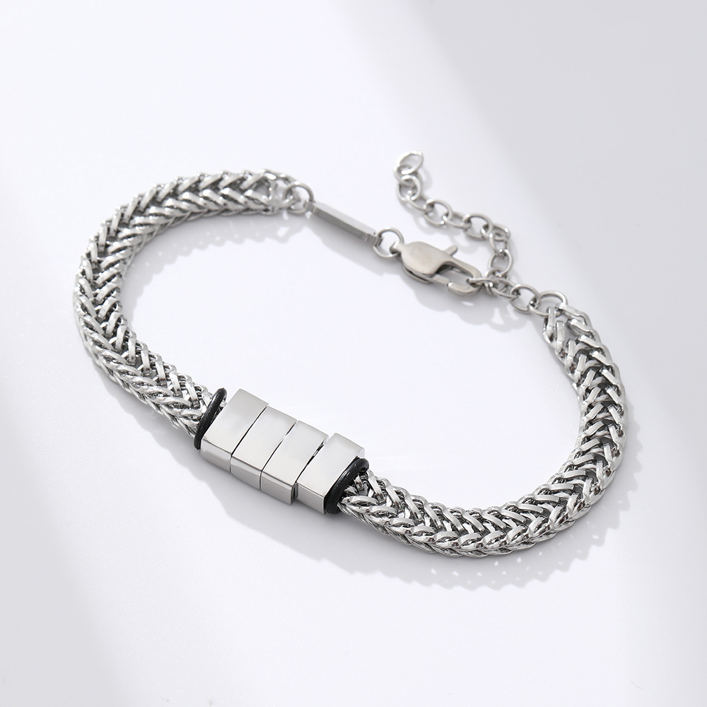 Men's Beads Bracelet in Stainless Steel