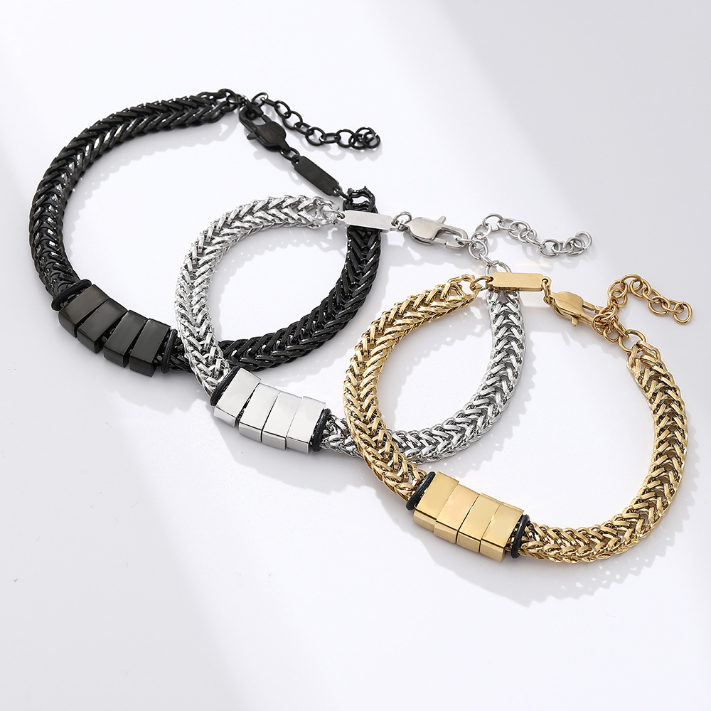 Men's Beads Bracelet in Stainless Steel