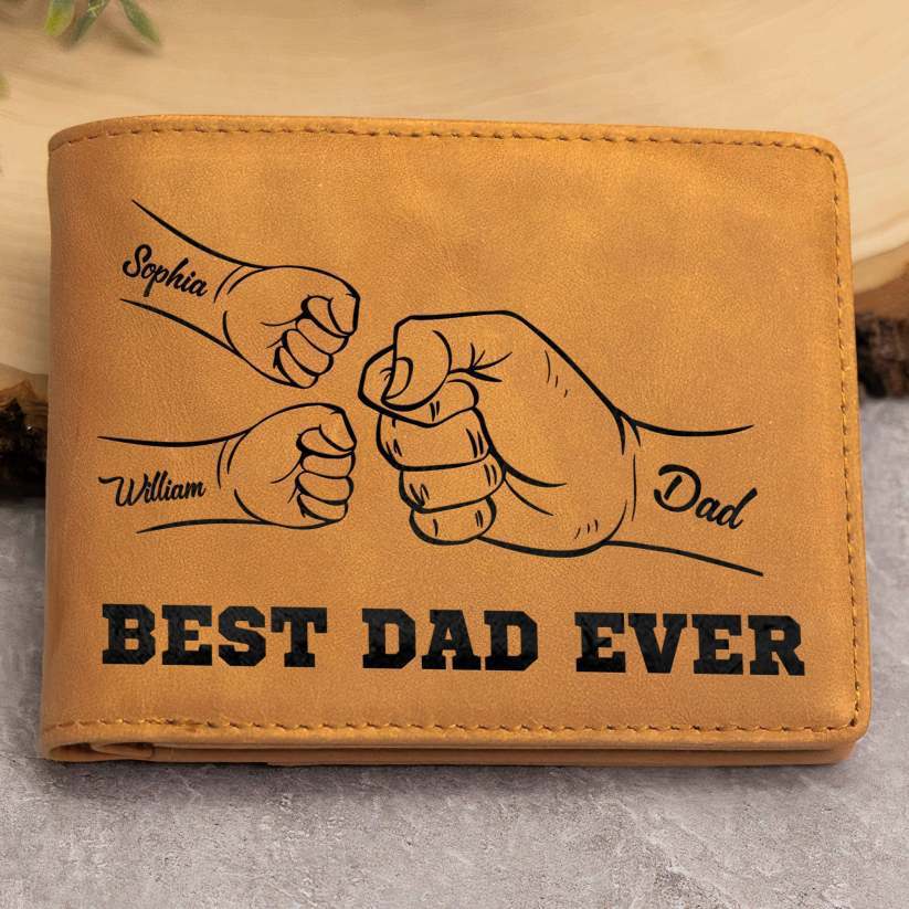 Best Dad Personalized Fist Leather Wallet