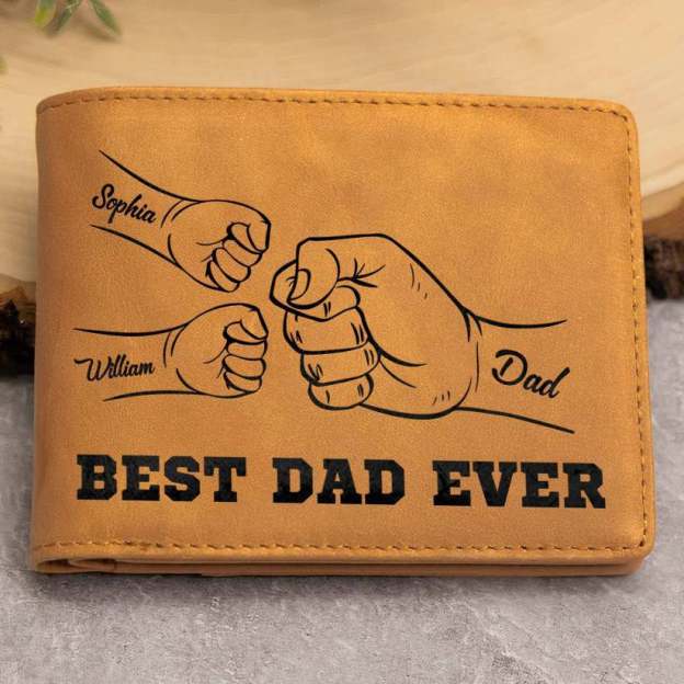 Best Dad Personalized Fist Leather Wallet