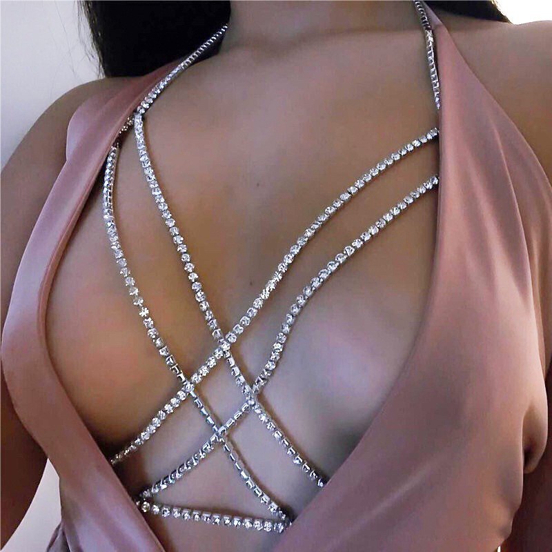 Sexy Bohemian Beach Necklace Layered Cross Body Chain