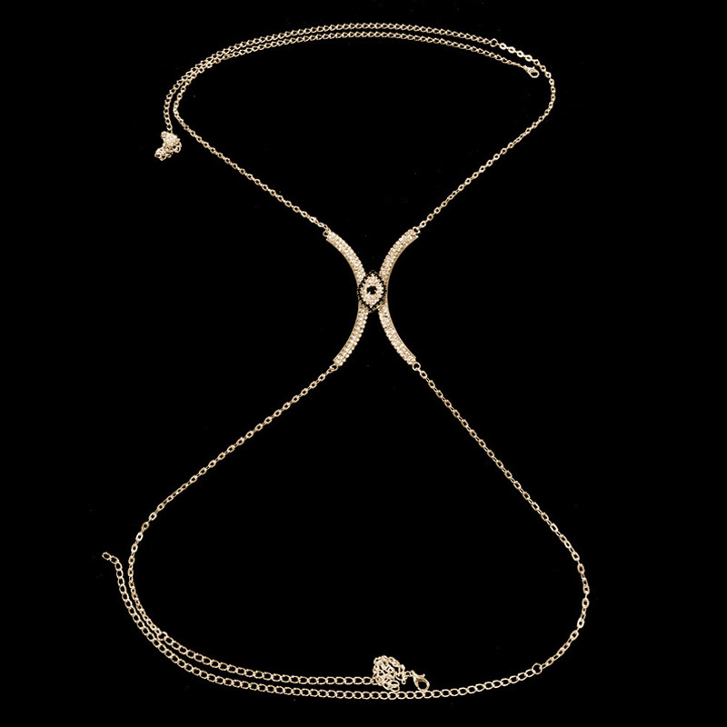  Devil's Eye Rhinestone Chest Brace Neck Bracelet