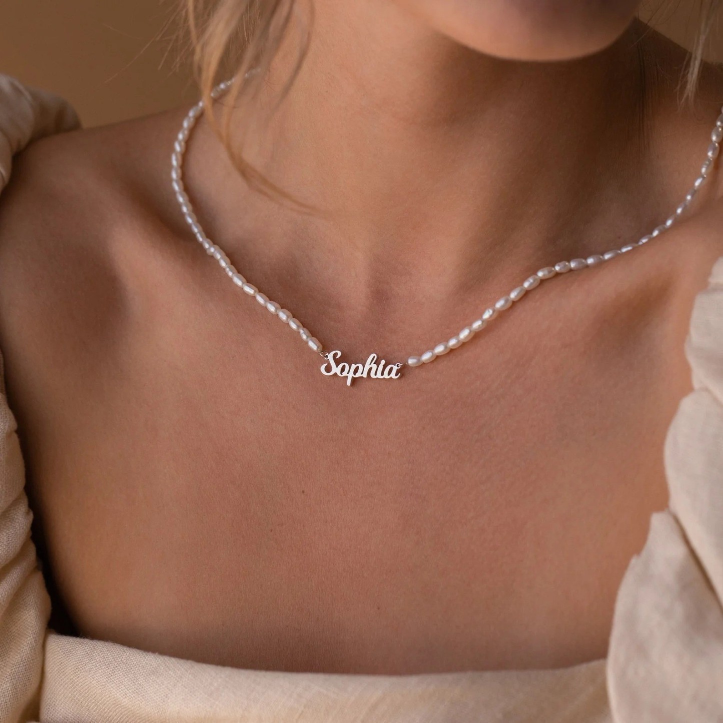Personalized pendant name DIY pearl chain jewelry