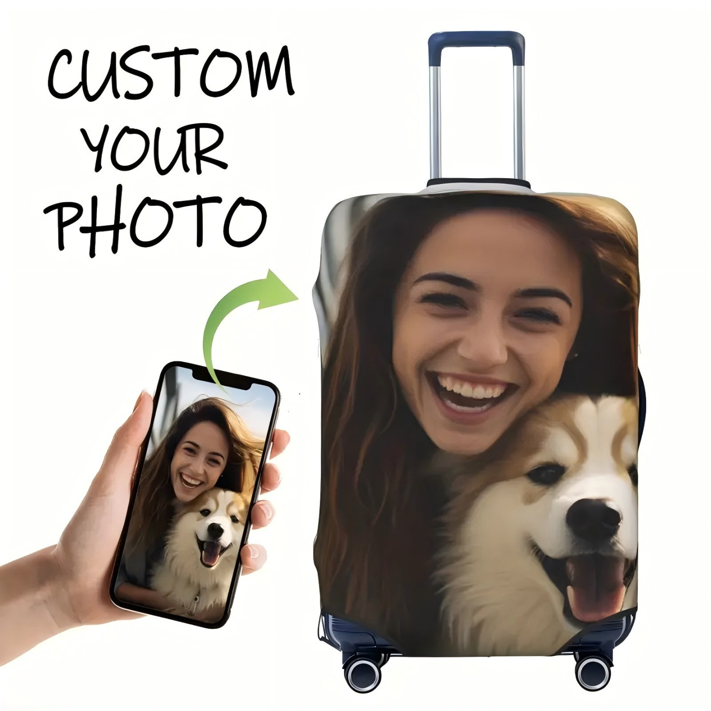 Personalized funny face photo custom luggage case