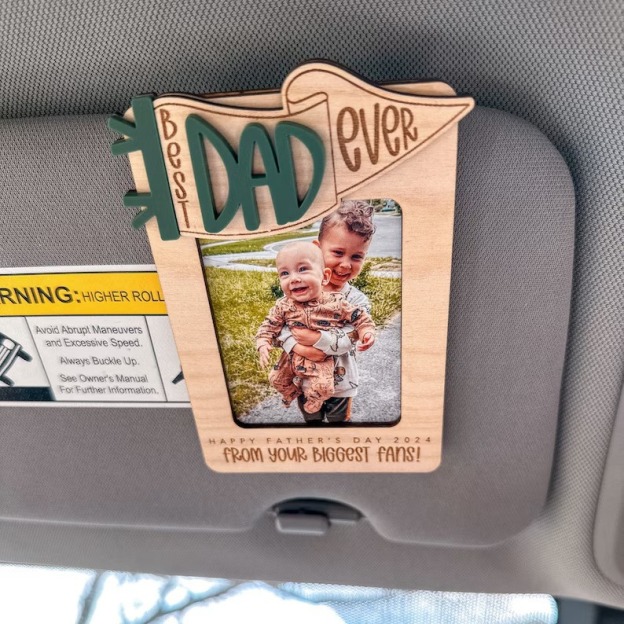 Gifts for Dad Grandpa Personalized Picture Frame, Custom Photo Car Visor Clip