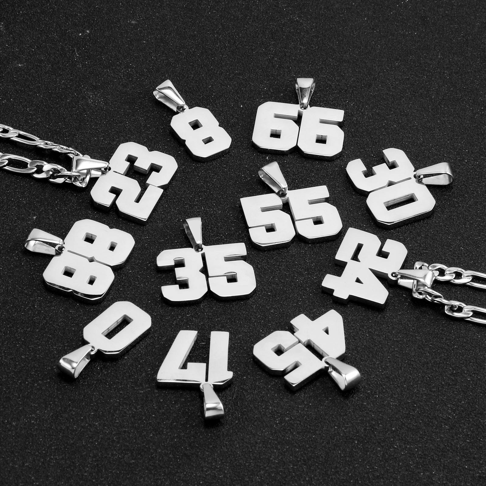 Stainless Steel Necklace Gold Plated Lucky Number Pendant Jewelry
