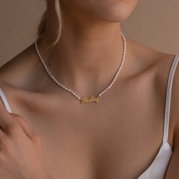 Personalized pendant name DIY pearl chain jewelry