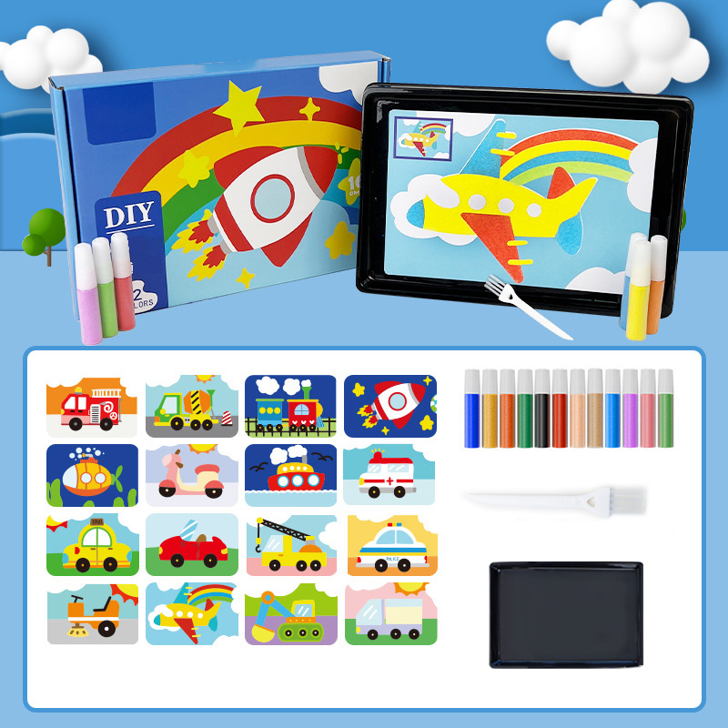 Children's handmade diy color sand painting puzzle coloring toys set