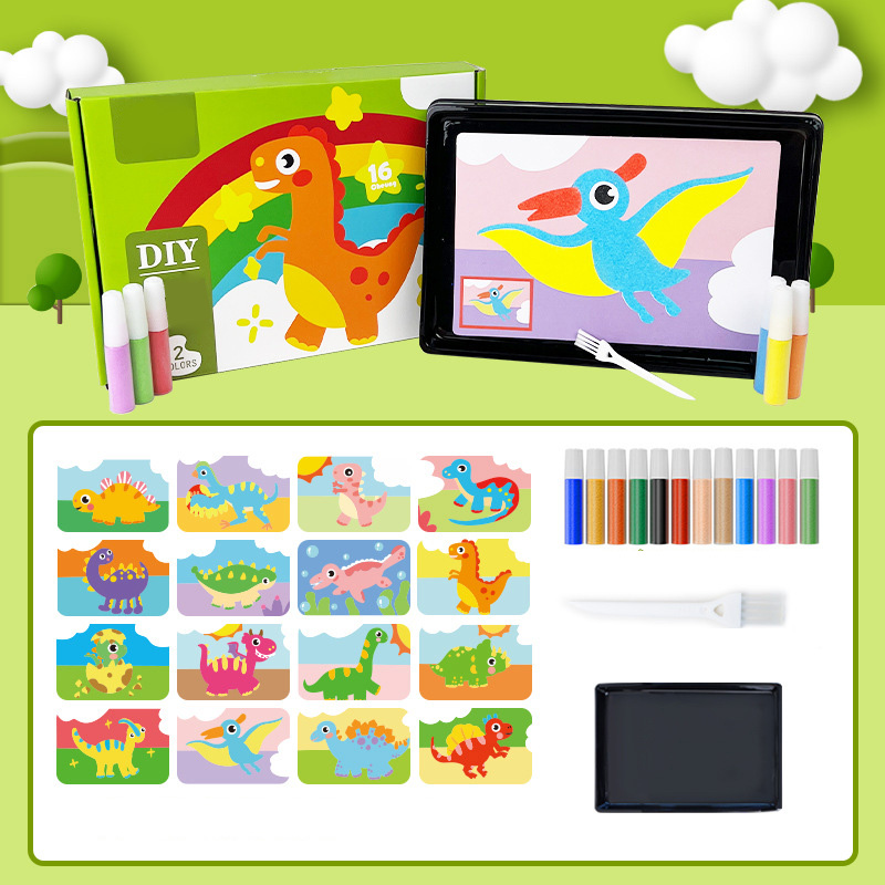 Children's handmade diy color sand painting puzzle coloring toys set