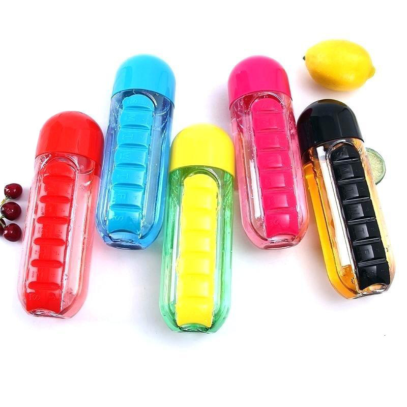 2-in-1 Water Cup Pill Box 7 Compartments Outdoor Portable