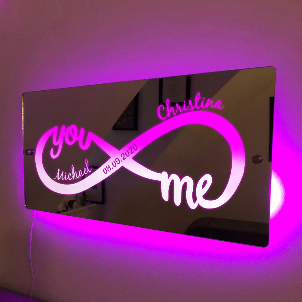 LED Illuminated Name Mirror Personalized Infinity Name Illuminated Mirror