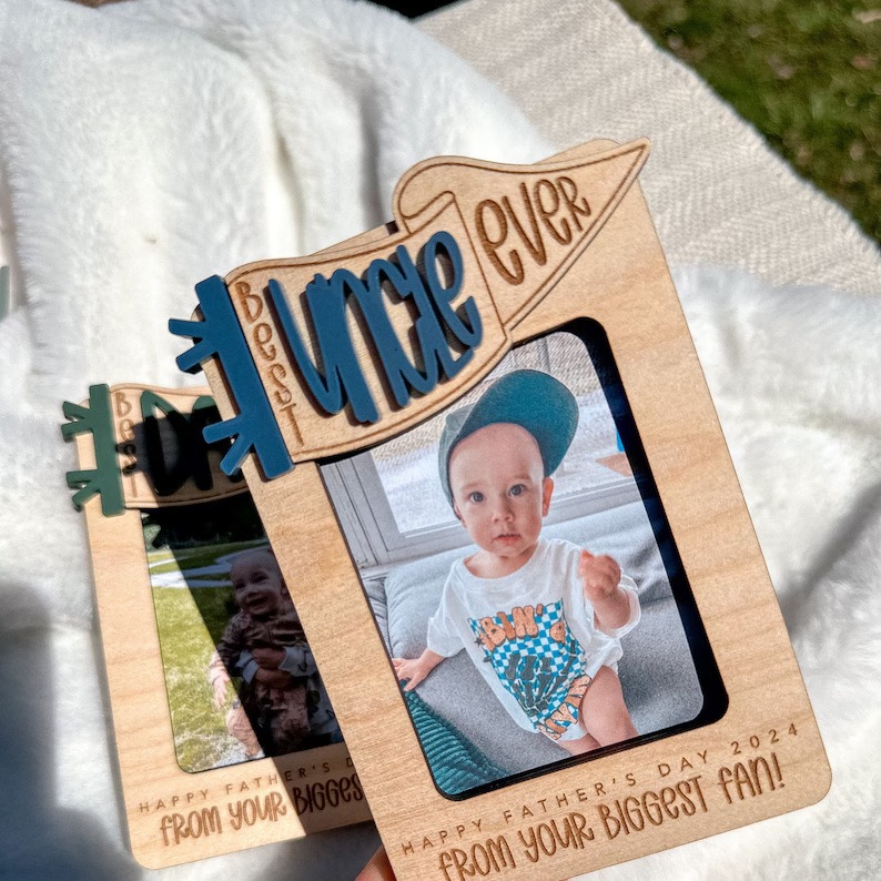 Gifts for Dad Grandpa Personalized Picture Frame, Custom Photo Car Visor Clip