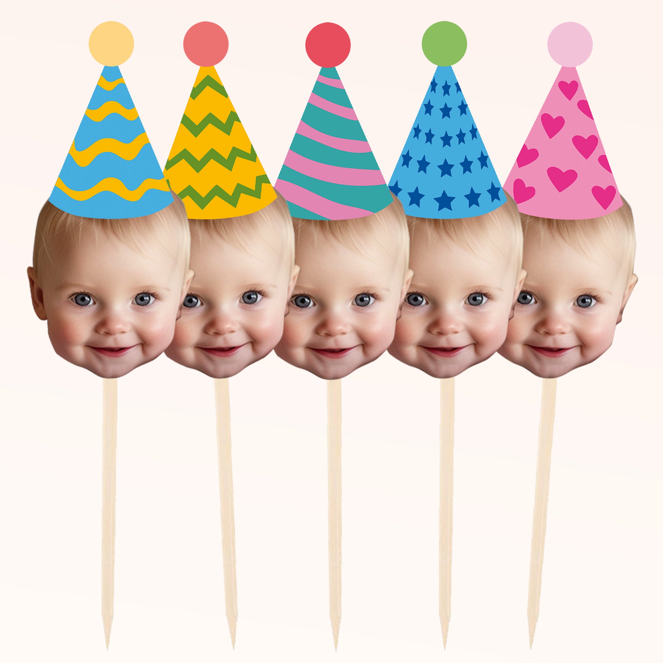 Personalised Party Hat Cake Toppers
