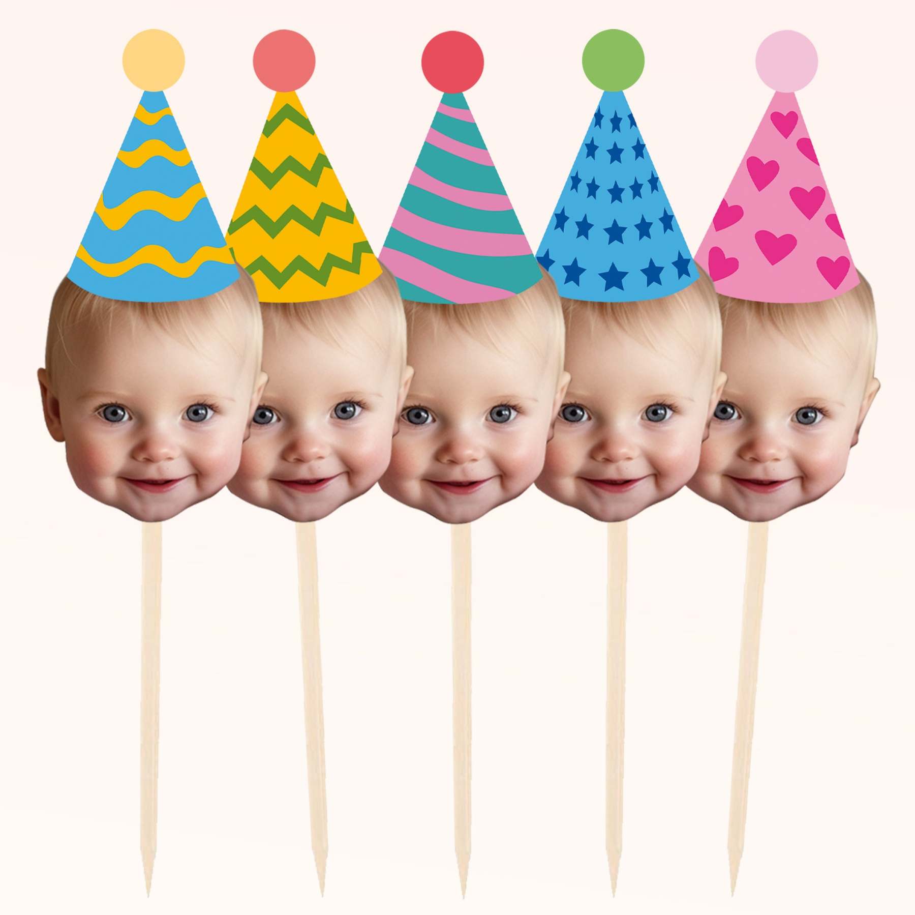 Personalised Party Hat Cake Toppers