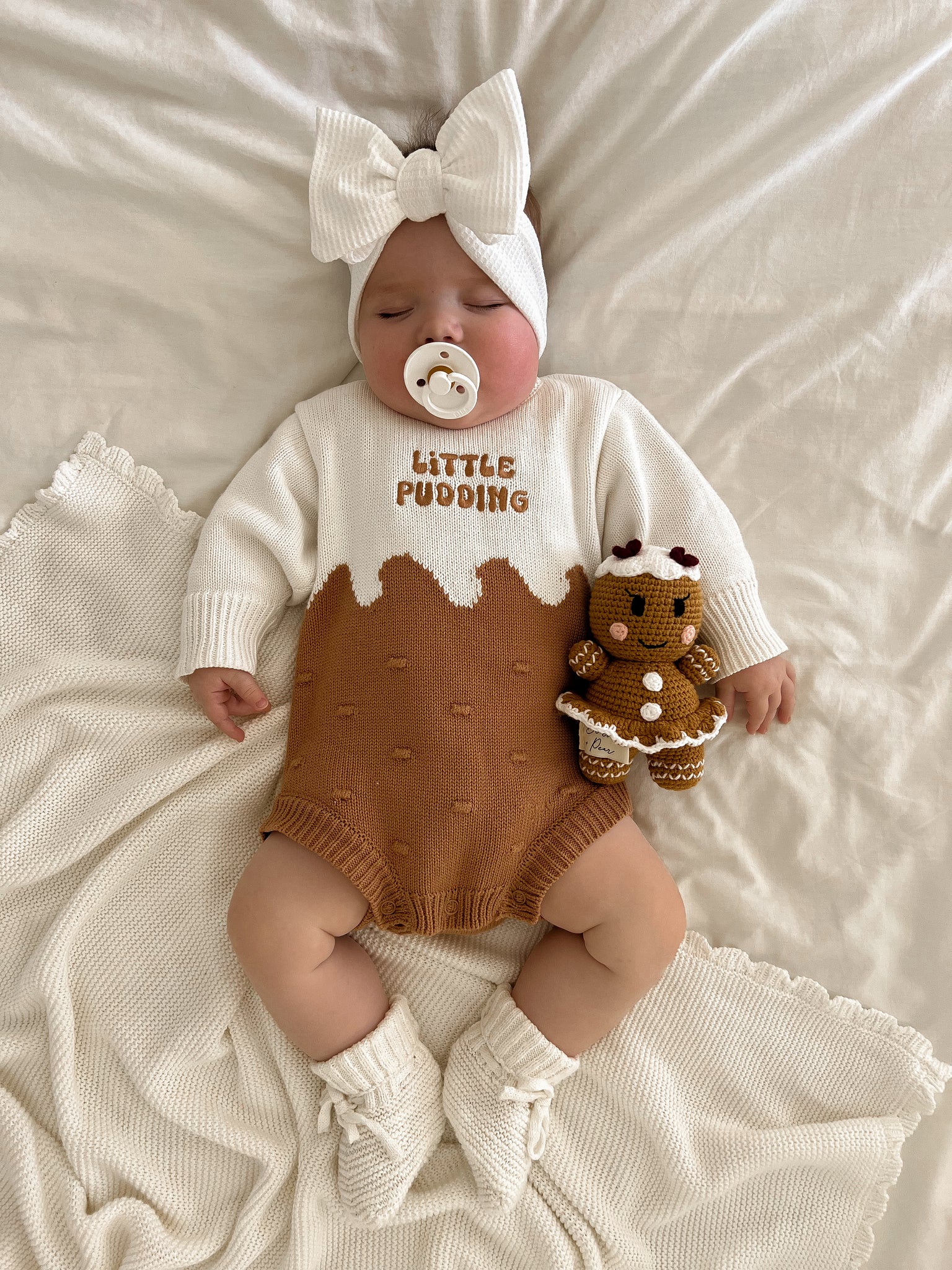 'Little Pudding' Long Sleeve Knit Romper