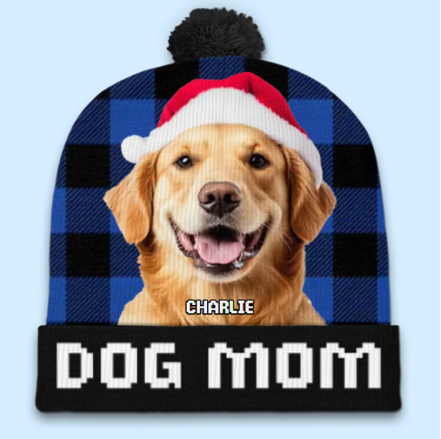Custom Photo The Best Dog Dad Ever - Dog & Cat Personalized Custom Christmas Beanie Hat - Christmas Gift For Pet Owners, Pet Lovers