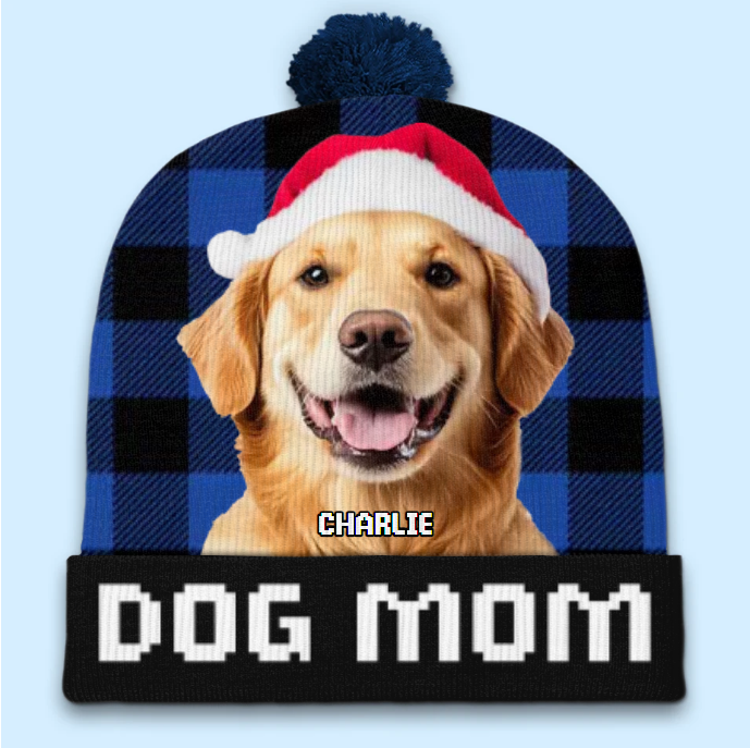 Custom Photo The Best Dog Dad Ever - Dog & Cat Personalized Custom Christmas Beanie Hat - Christmas Gift For Pet Owners, Pet Lovers