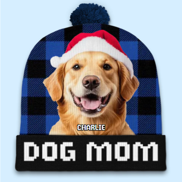 Custom Photo The Best Dog Dad Ever - Dog & Cat Personalized Custom Christmas Beanie Hat - Christmas Gift For Pet Owners, Pet Lovers