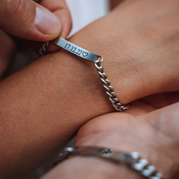 Engraved Couples Bracelet set