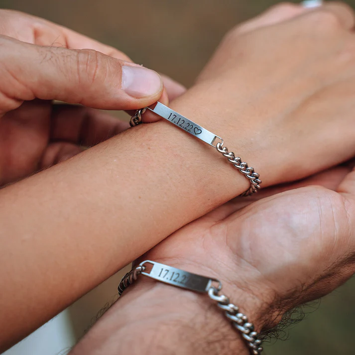 Engraved Couples Bracelet set