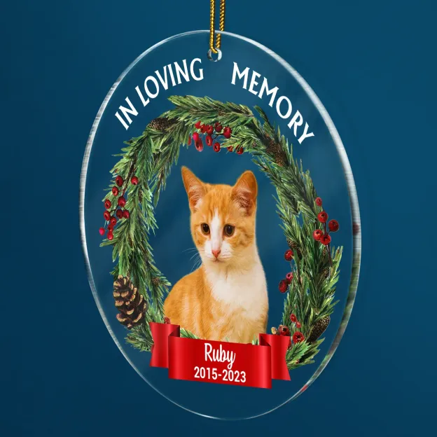 Custom Photo In Loving Memory - Christmas, Memorial Gift For Family, Pet Lovers - Personalized Circle Acrylic Ornament