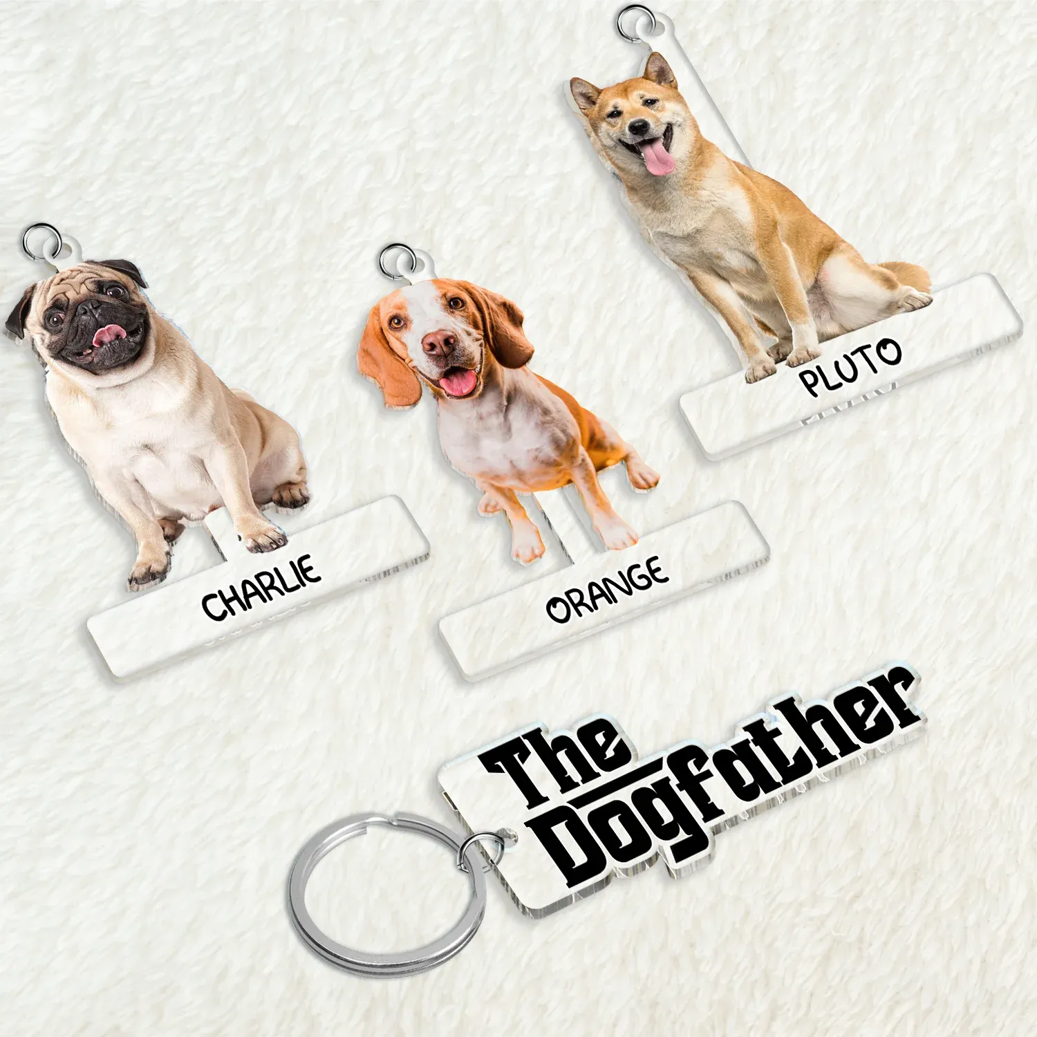 Custom Photo The Cat Dog Mother Father - Gift For Pet Lovers - Personalized Acrylic Tag Keychain