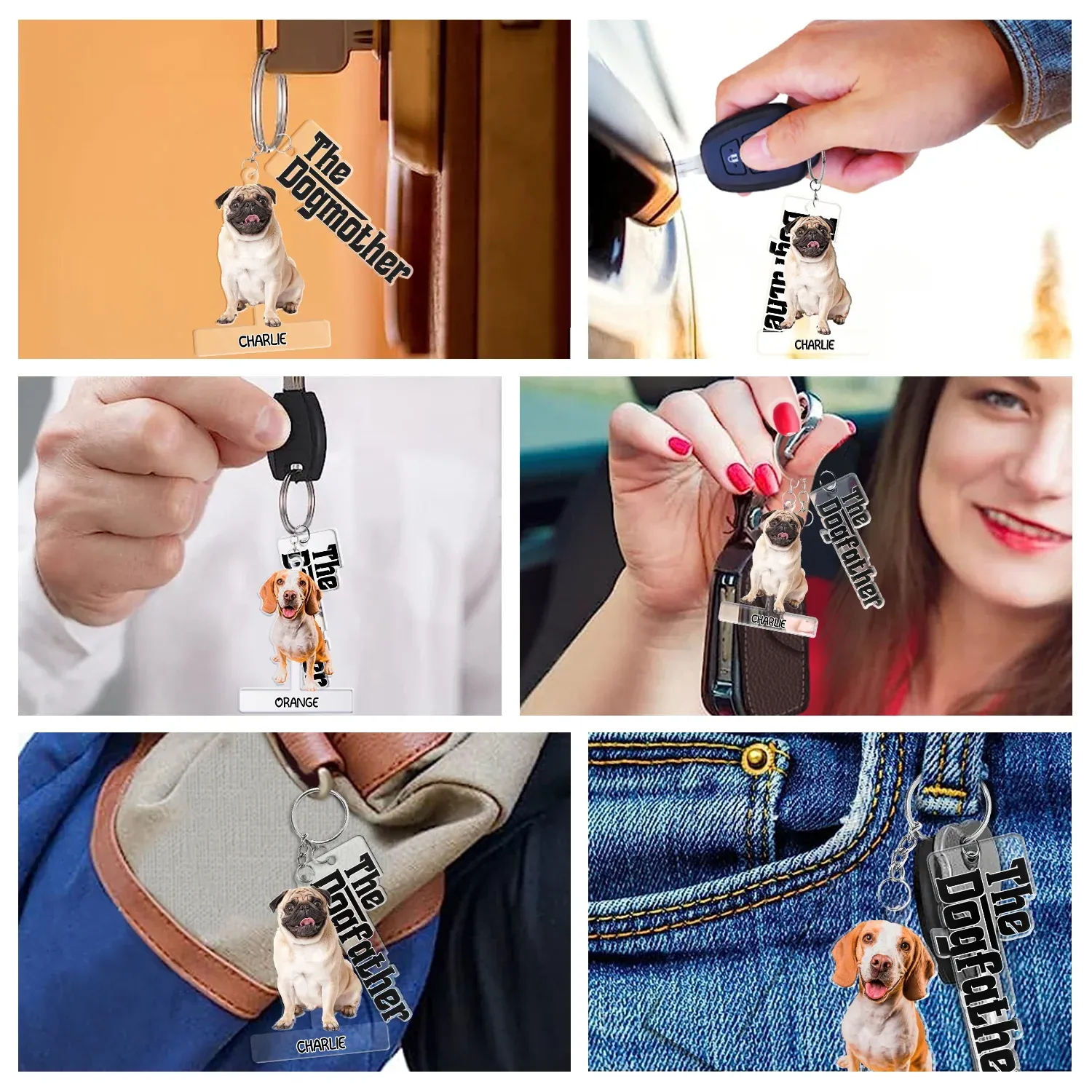 Custom Photo The Cat Dog Mother Father - Gift For Pet Lovers - Personalized Acrylic Tag Keychain