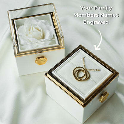 Circles of Love Engraved Necklace with Eternal Rose Box