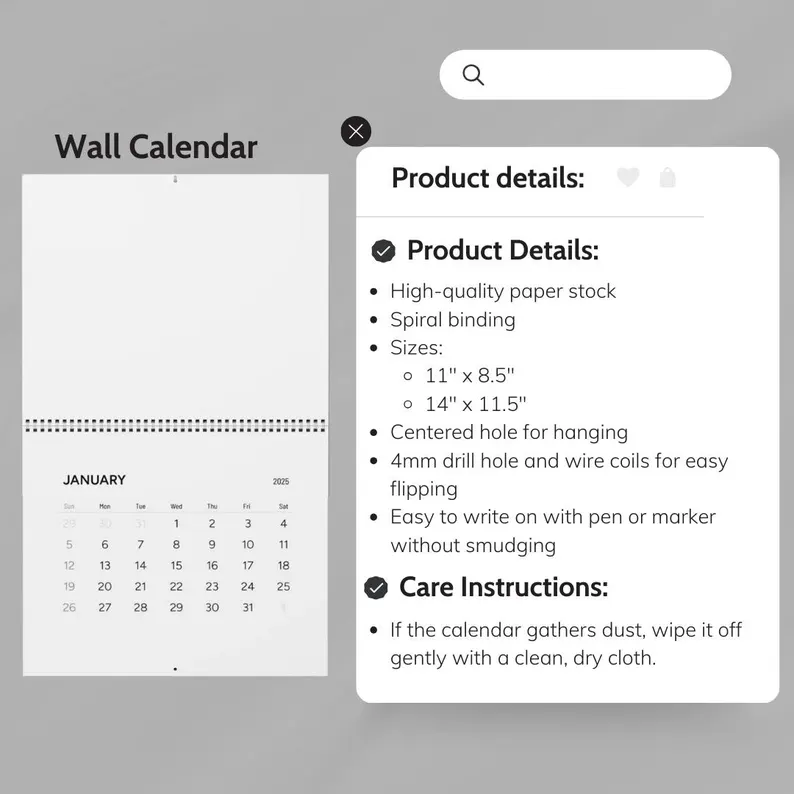 Customized Calendar 2025 Home Decor, Office Decor, Unique Holiday Gift