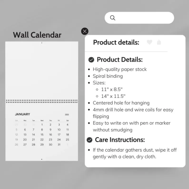 Customized Calendar 2025 Home Decor, Office Decor, Unique Holiday Gift