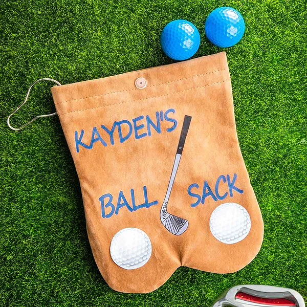 Personalised Funny Flannel Golf Ball Bag Sack with Custom Name Funny Golf Gift for Golf Lovers Men Father Husband
