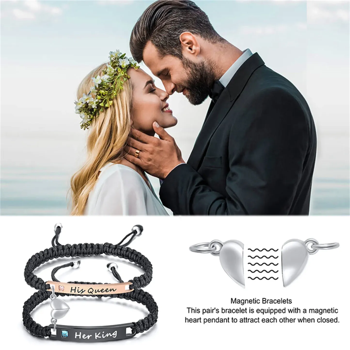 Magnetic Couple Bracelets for Men and Women One Pair