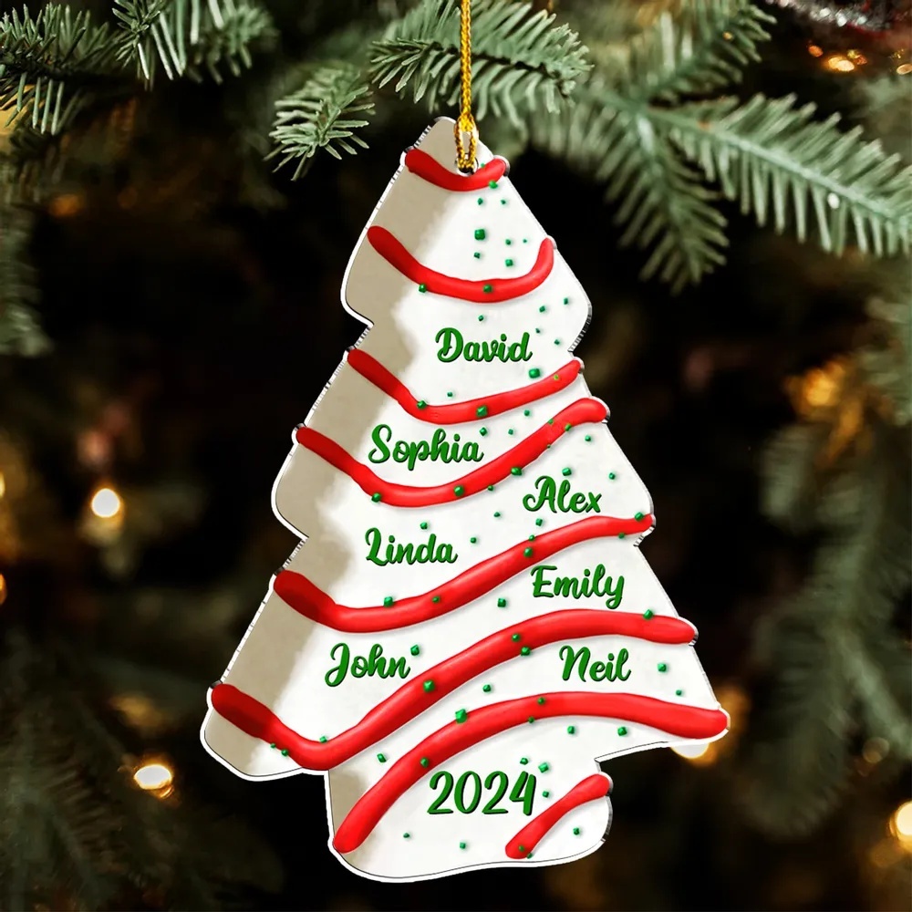 Christmas Tree Cake Custom Name - Personalized Custom Acrylic Ornament - Gifts For Family, Friends, Coworkers