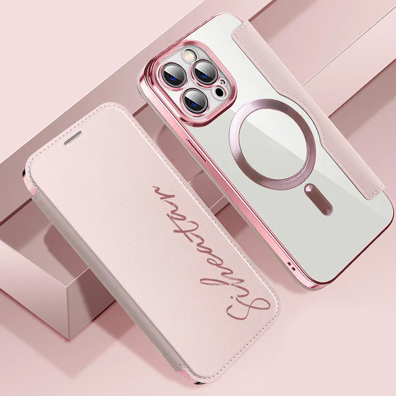 50%OFF⭐️Personalized Leather textured flip phone case