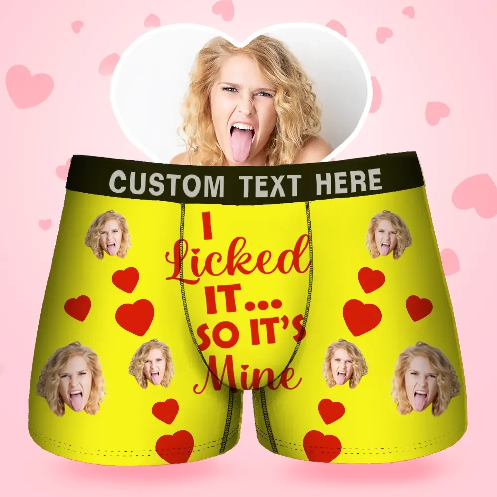 Custom Face Men's Boxer I Licked It Style Underwear, Birthday Gifts fo