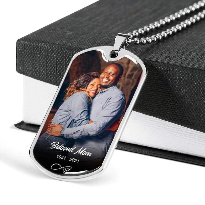 Custom Name Photo Dog Tag Memorial Necklace